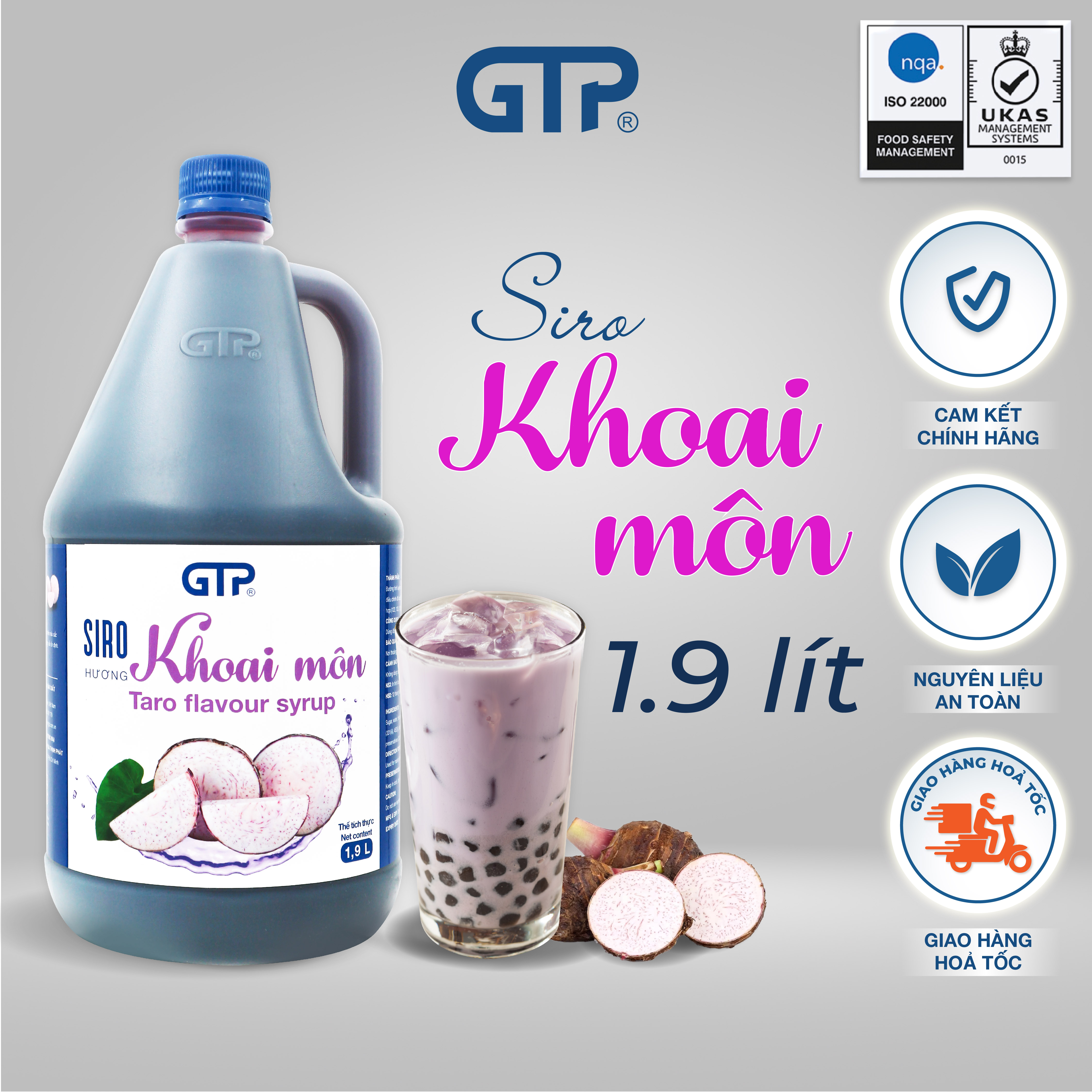 Siro Khoai môn GTP - Chuyên dùng pha chế: Trà sữa, Trà trái cây, Cocktail, Mocktail…