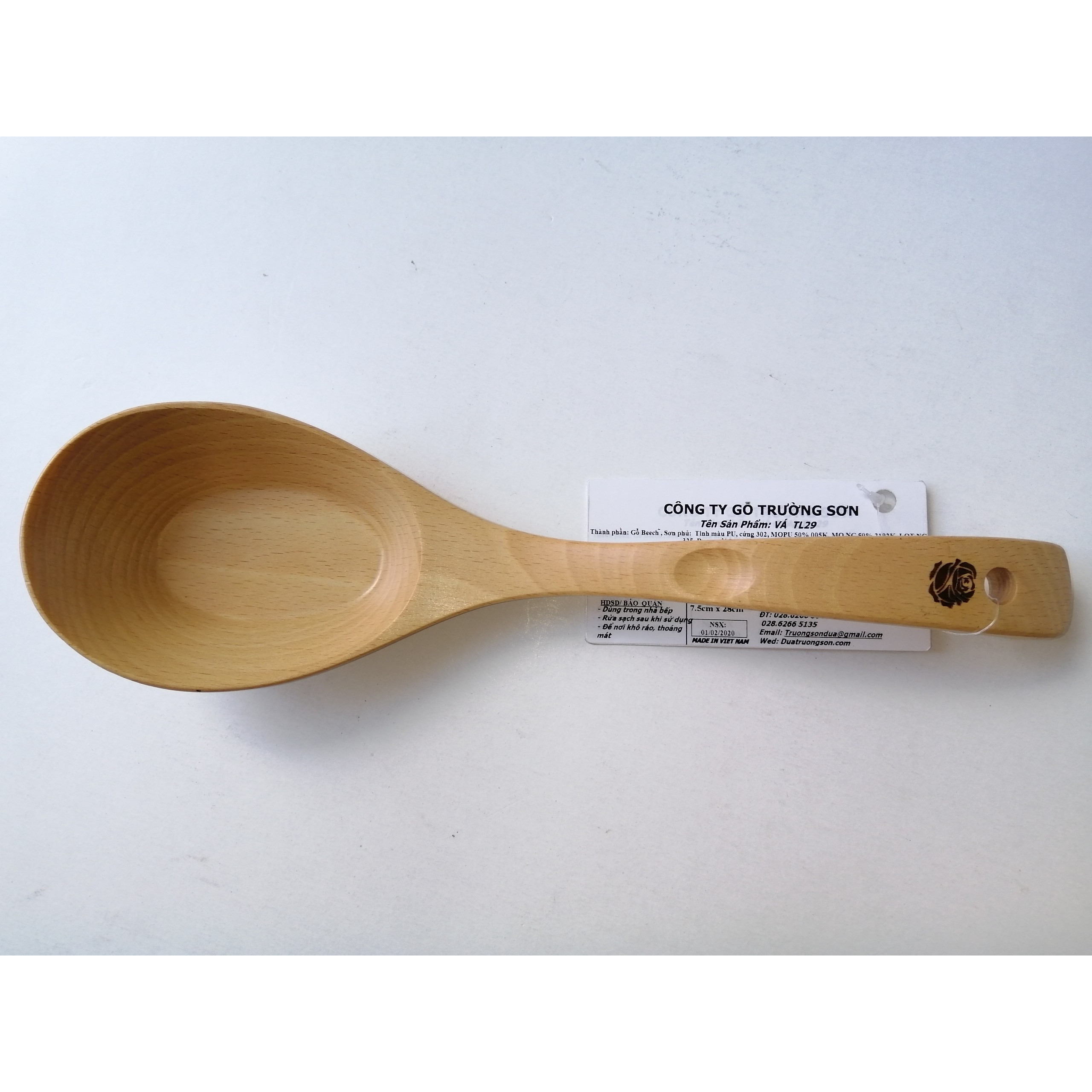 Vá Múc Canh Gỗ Beech Đáy Bằng Cỡ Đại TL29 ( 28 x 7.5 cm ) - Đồ Gia Dụng Nhà Bếp Thương Hiệu Trường Sơn