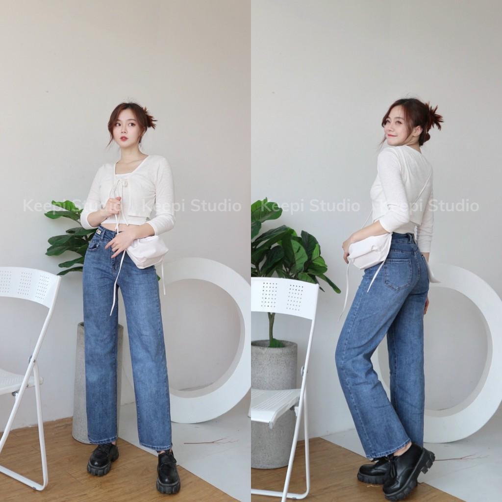 Quần Jean Nữ Dáng Suông Lưng Cao Co Giãn Hàng Cao Cấp Quần Bò Nữ Ảnh Thật