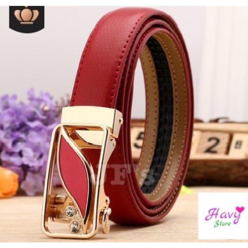 Thắt lưng da nữ khoá tự động hình lá, dây nịt lưng cao cấp thời trang nữ HAVY7788 50