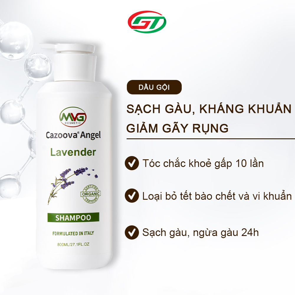 Dầu gội đầu Sạch Gàu, Phục Hồi Hư Tổn giảm thiểu tóc gãy rụng Cazoova Lavender 800ML
