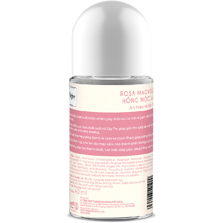 Lăn khử mùi chiết xuất thiên nhiên Refre Natural Rosa Magnolia – Hồng Mộc Lan 40ml