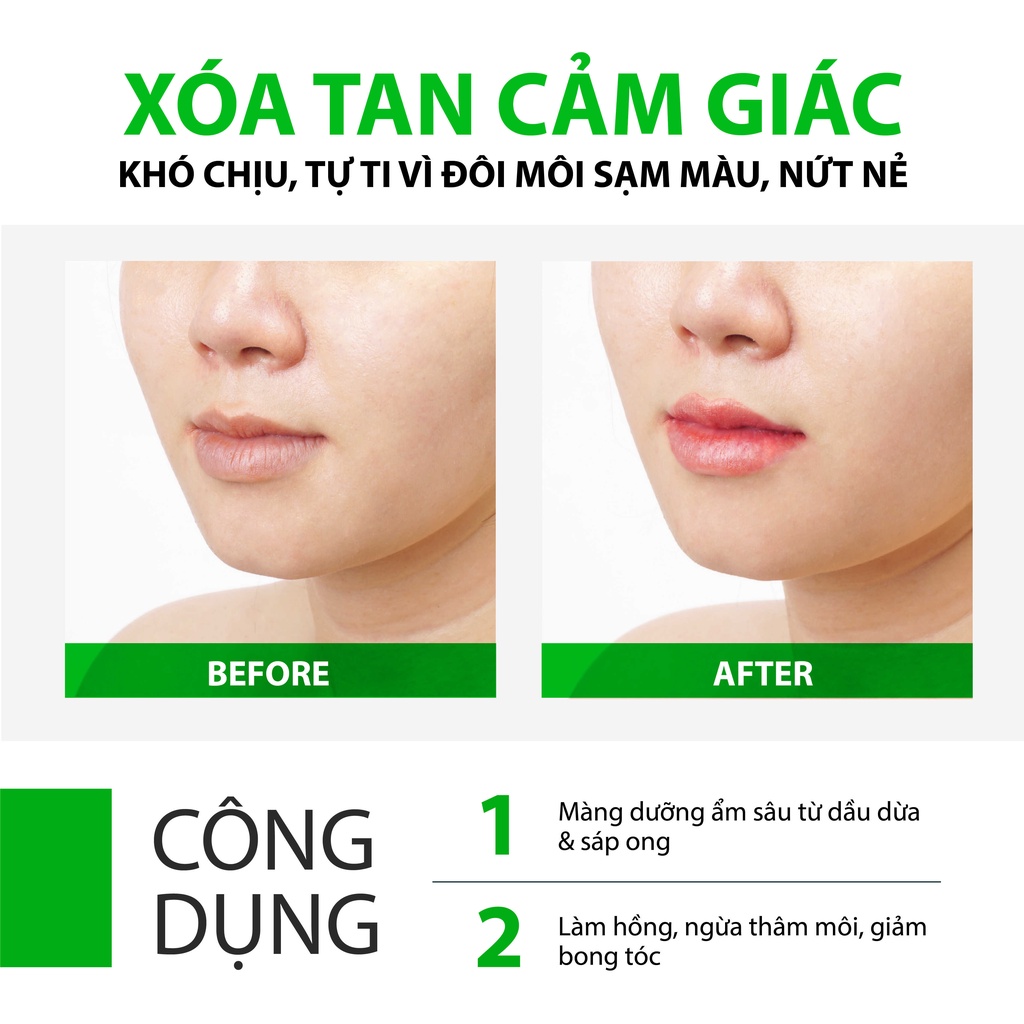 Son Dưỡng Môi Trà Xanh Dưỡng Ẩm, Giảm Thâm Môi MILAGANICS 4.5g (Cây)