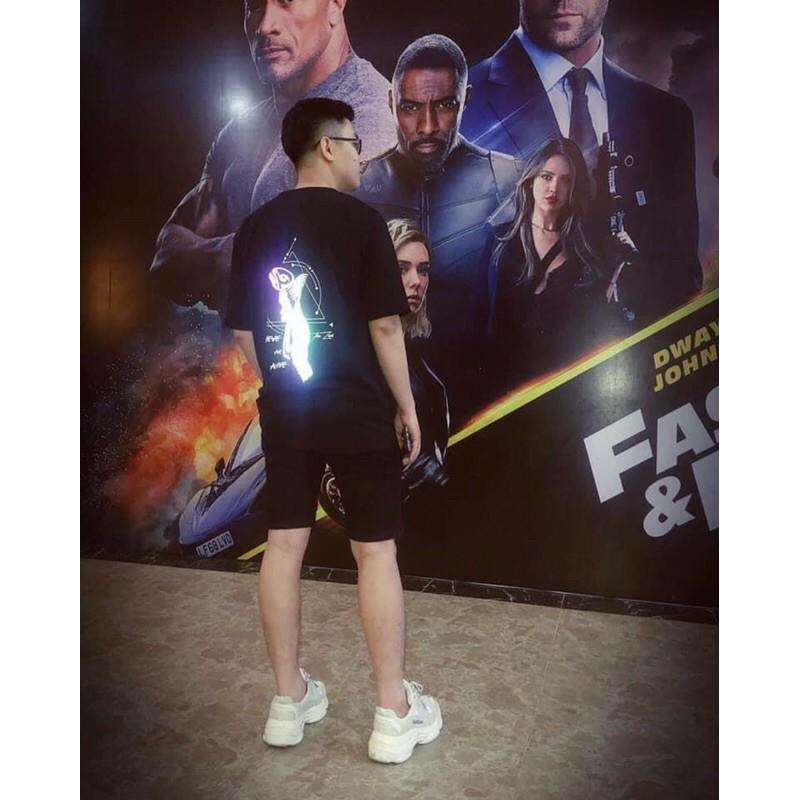 Áo thun phản quang bạc chất cotton 4chiều form dưới 70kg nam nữ