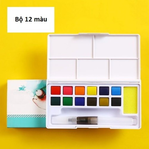 Màu Nước Solid Water Color Cao Cấp 12/18/24/36M Tặng 2 Bút Nước, 2 Mút - B30