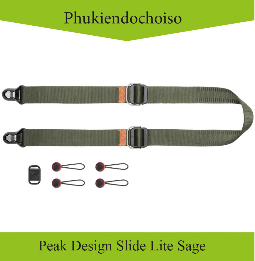 Dây máy ảnh Peak Design Slide Lite Sage (màu xanh rêu), Hàng chính hãng