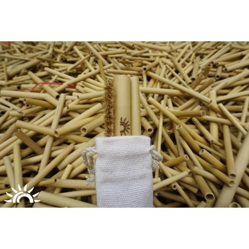 Set 2 ống hút tre + 1 cọ tre + 1 túi canvas