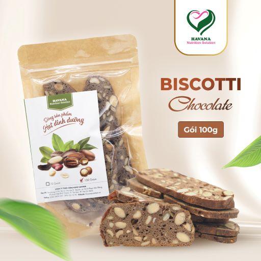 Bánh ăn kiêng HAVANA- bánh biscotti vị chocolate nguyên cám không đường- gói 100g