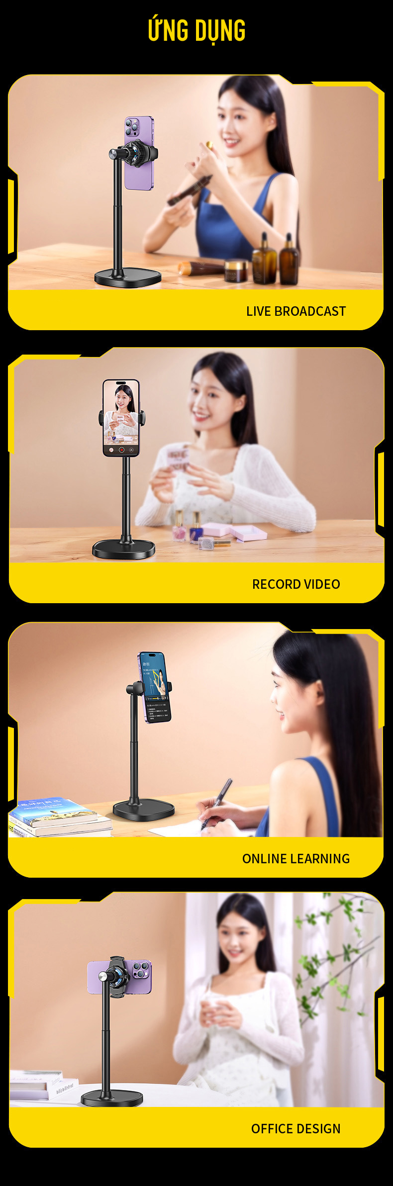 Chân livestream điện thoại Zaki có đế làm mát với sò lạnh - Hàng Chính Hãng