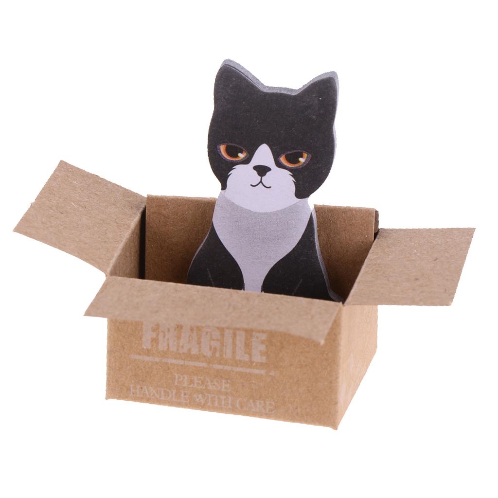 5 Pieces Cute Kawaii Cartoon Box 3D Cat Memo Pad Sticky Note Self-Stick Gift