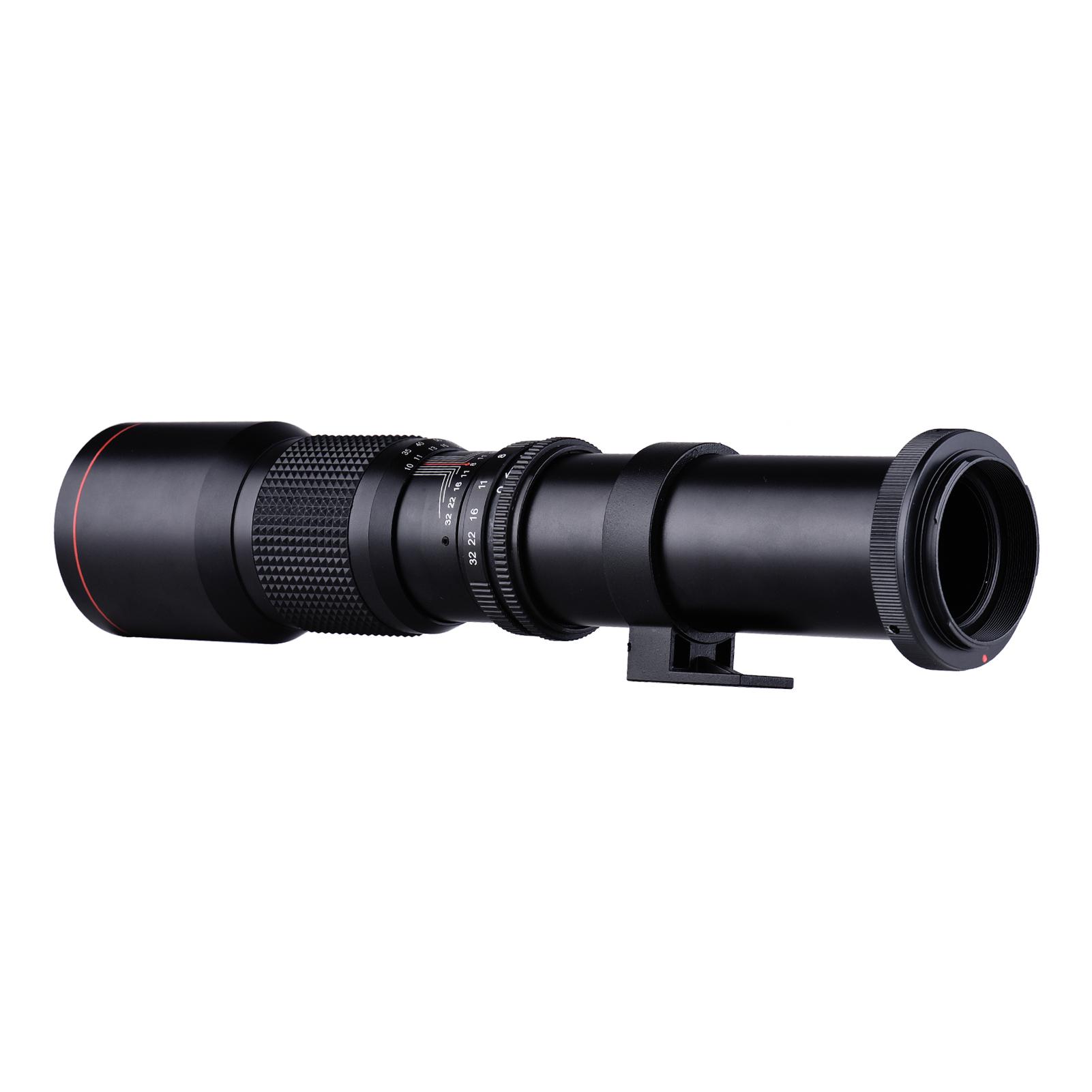 500mm F/8.0-32 Multi Coated Super Telephoto Lens Manual Zoom + T-Mount to EF-Mount Adapter Ring Kit Replacement for