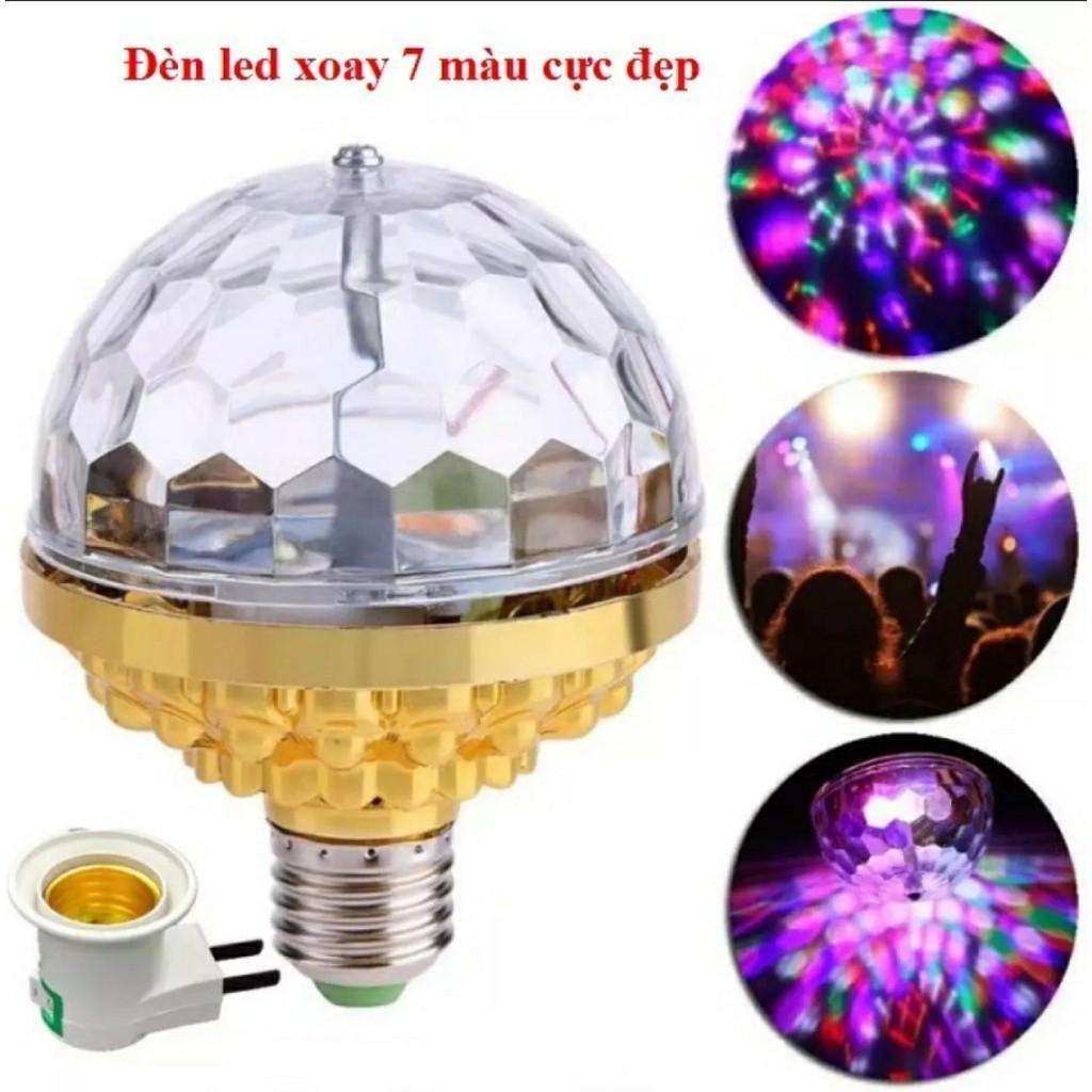 Đèn led 7 màu vũ trường cảm ứng nhạc, bóng đèn led trụ, đèn led tự xoay 7 màu Tặng kèm chuôi đèn