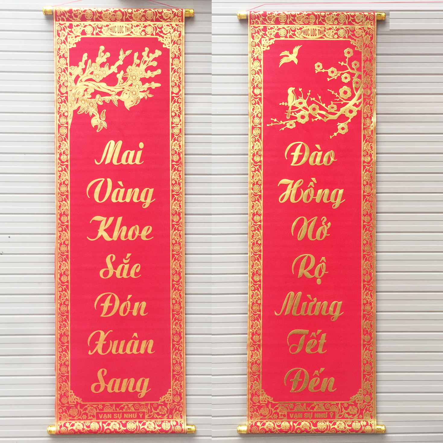 Bộ đôi câu đối đỏ chữ vàng dài 1m trang trí Tết