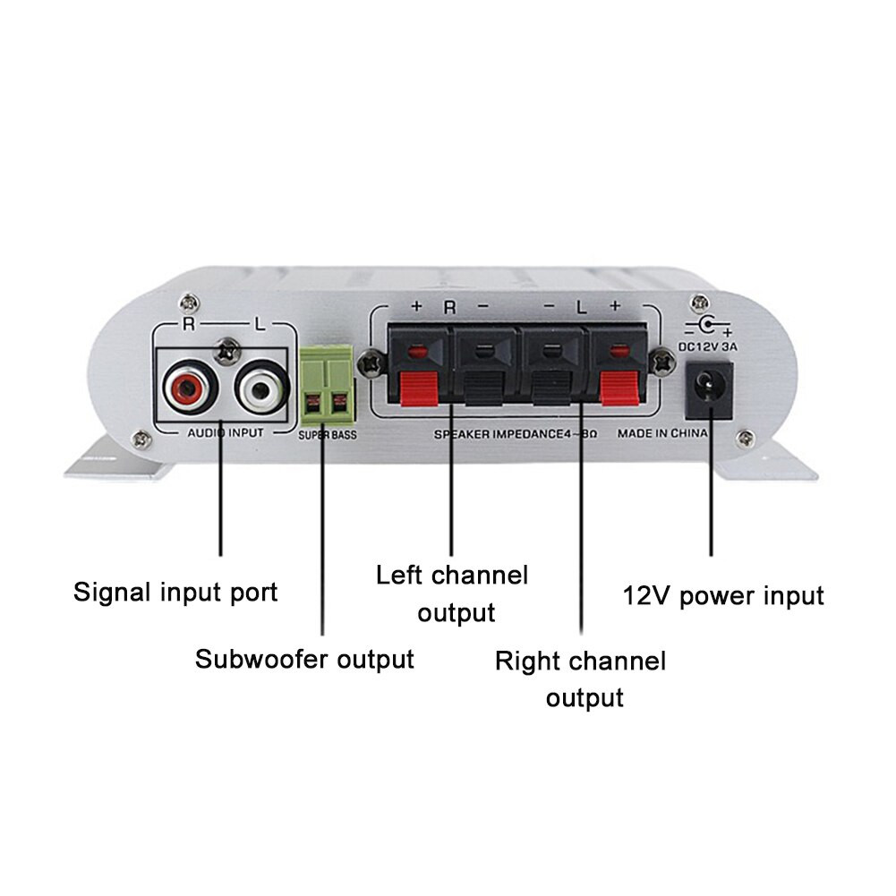 Âm ly - amply MINI ST-838 12V Hi-Fi 2.1 cho Xe ô tô,Xe máy, âm thanh gia đình có Bass mẫu mới 2020 - hàng chính hãng