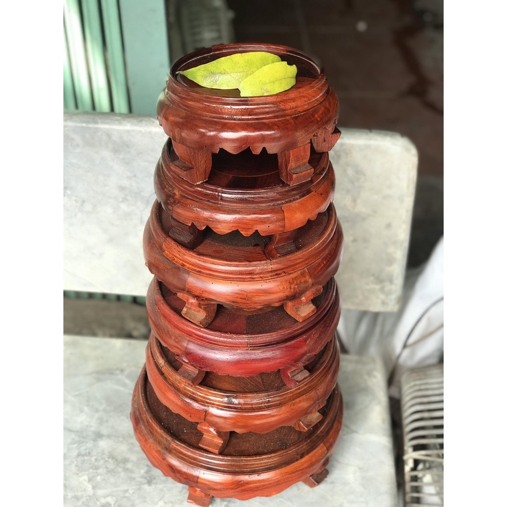 Kỷ tròn - đôn chân tròn - Đế kê bát nhang gỗ hương mặt 24cm cao 9cm