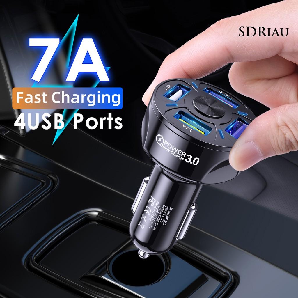 Tẩu Sạc Nhanh Xe Hơi QCDZ 4 Cổng USB 3.0 Tiện Dụng Cho Điện Thoại Di Động