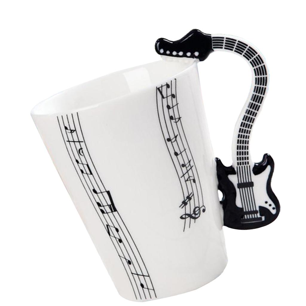 Musical Guitar Mug Drink Tea Milk Coffee Mug Ceramic Cup Black Freedom