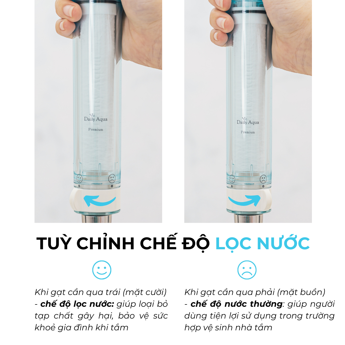 Bộ Sản Phẩm Lọc Nước Daily Aqua - Combo Trải Nghiệm Vòi Sen, Vitamin, Đầu Vòi Bồn Rửa Tay, Rửa Chén
