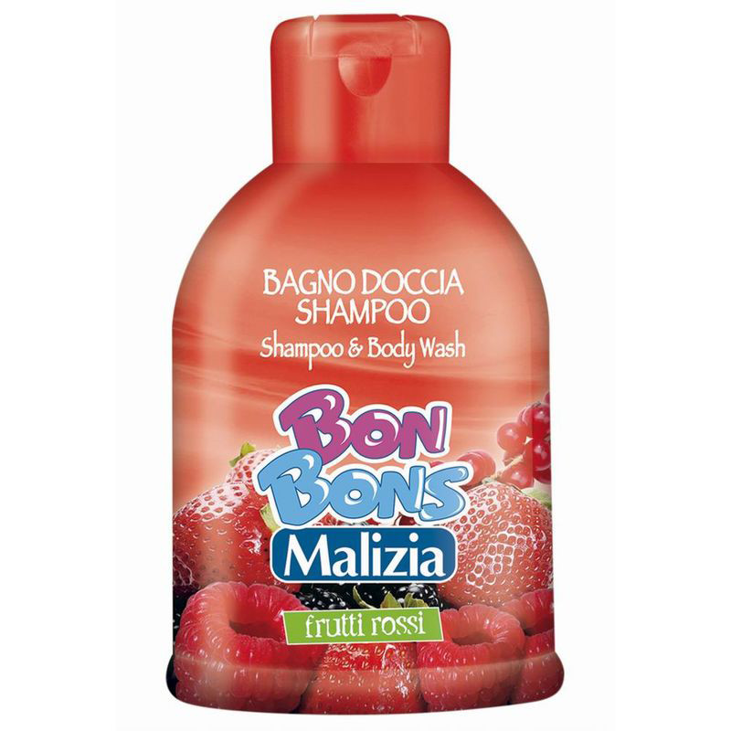 Sữa tắm gội trẻ em Malizia Bon Bons Frutti Rossi trái cây đỏ 500ml + Móc khóa