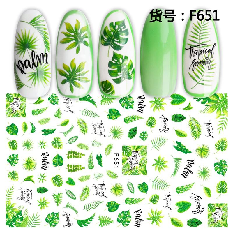 Sticker nails - hình dán móng 3D lá xanh