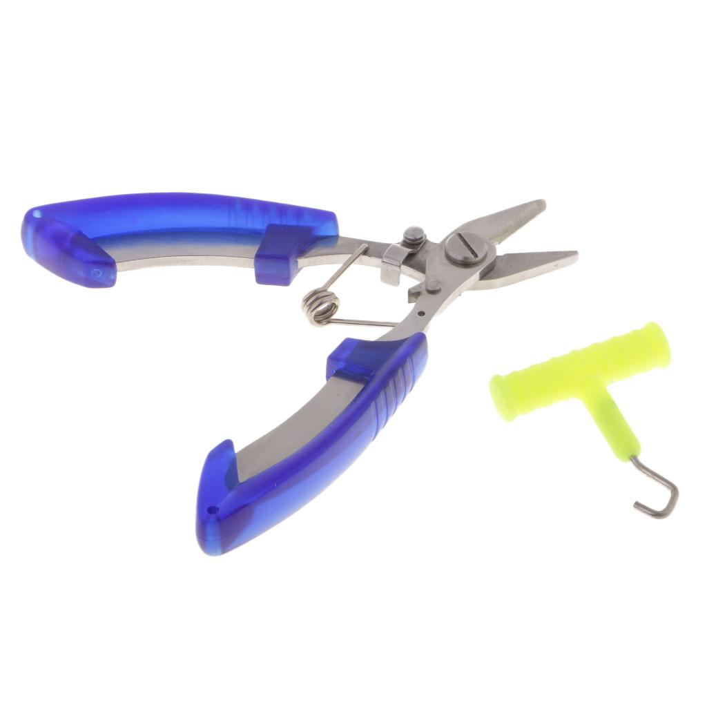 Stainless Steel Fishing Plier Line Steel Wire Cutter Hook Detacher & Knot Puller with Sheath Blue/Orange/Black