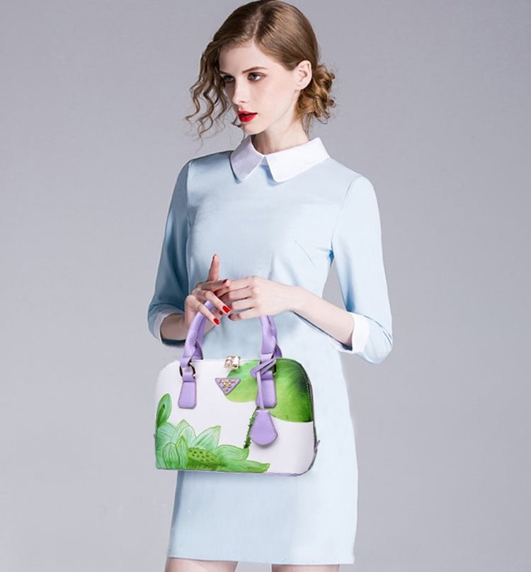 Túi xách nữ công sở, túi đeo chéo nữ, túi xách in hoa sen 3D thời trang phong cách Hàn Quốc