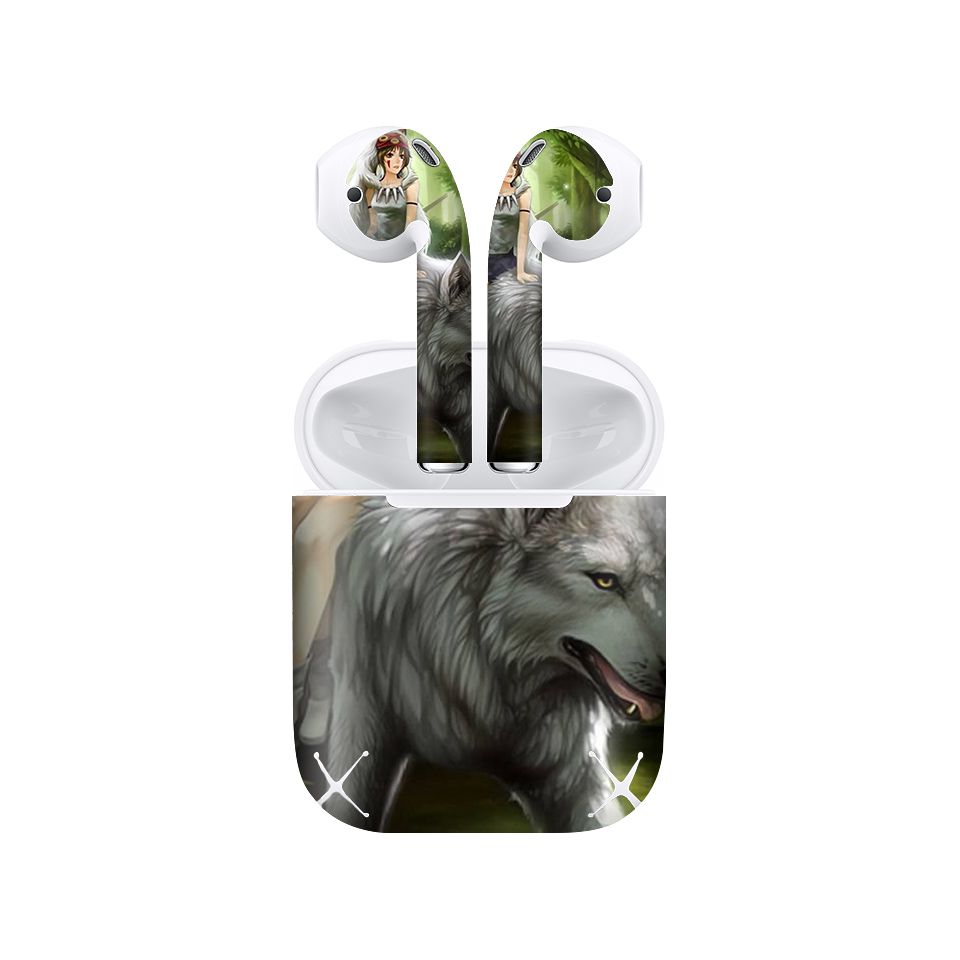 Miếng dán skin chống bẩn cho tai nghe AirPods in hình công chúa sói Mononoke - csm001 (bản không dây 1 và 2)