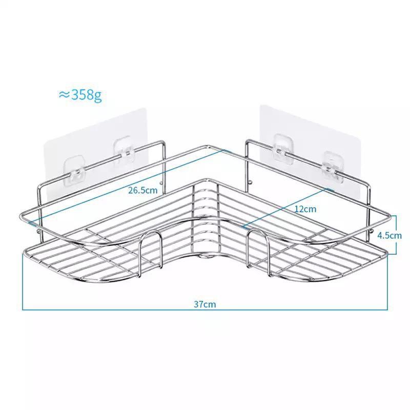 Kệ Góc Inox Dán Tường Nhà Tắm Siêu Chắc Chắn, Kệ Đựng Gia Vị Nhà Bếp Thông Minh