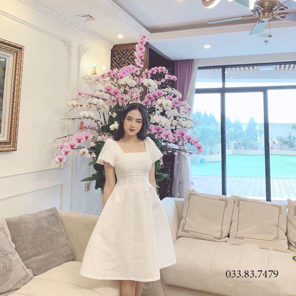Đầm Xòe Gấm Cao Cấp Đi Tiệc với chất vải Gấm dày dặn, mềm mịn ko co giãn