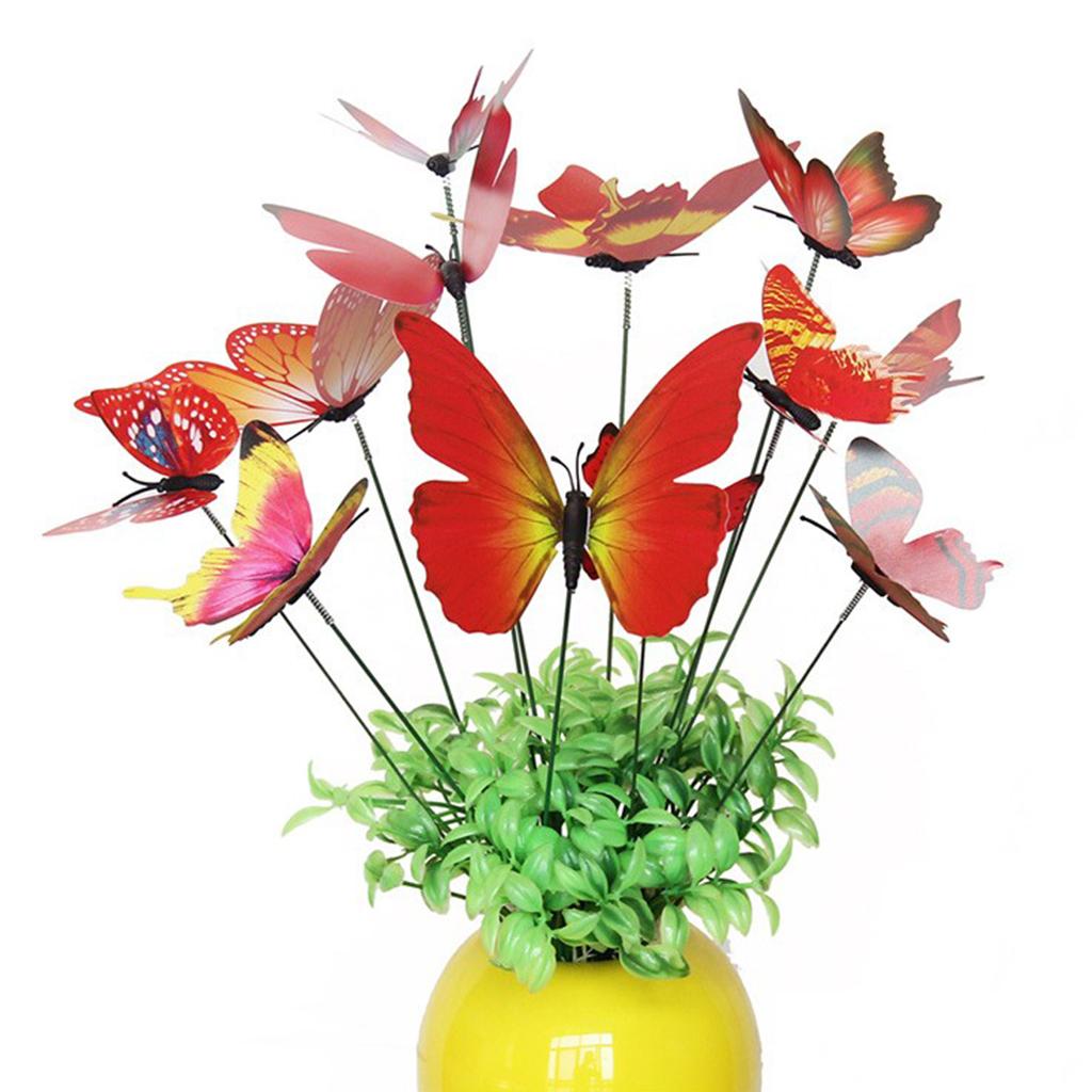 24 Pieces Garden Yard Planter Butterfly Stakes Red