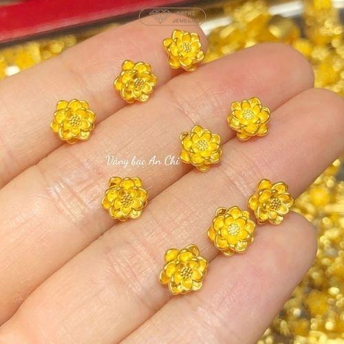 Charm vòng tay, charm sen vàng phụ kiện handmade, vòng tay phong thủy may mắn bình an