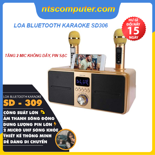 Loa karaoke bluetooth SD 309 - Loa mắt cú cao cấp nhất - Tặng kèm 2 micro không dây có màn hình LCD - Sạc pin cho micro ngay trên loa - Chỉnh bass treble echo ngay trên micro - Loa xách tay du lịch bass đôi cực chất - Màu ngẫu nhiên - Hàng chính hãng