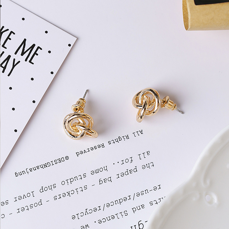 Bông Tai Nữ Nút Kim Loại Cách Điệu Phong Cách Châu Âu Sang Trọng