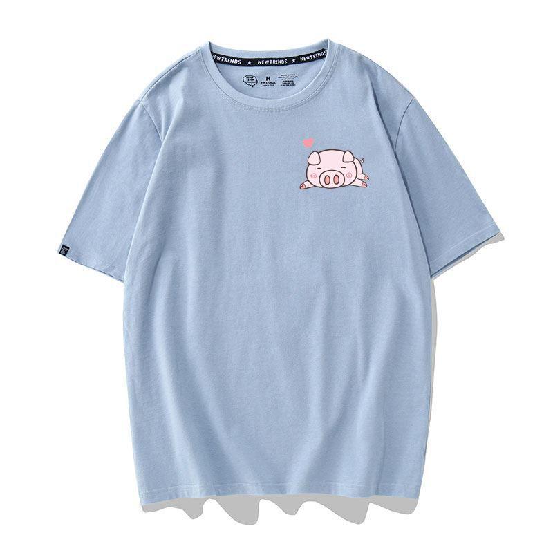 Áo Thun Nữ Tay Ngắn Icon Heo Hàn Quốc - Unisex - Cotton - Mã AT008