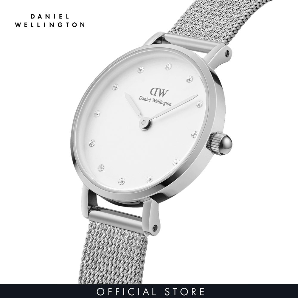 Đồng hồ Nữ Daniel Wellington Lưới - Petite 28 Pressed Sterling Lumine S White 28mm DW00100602