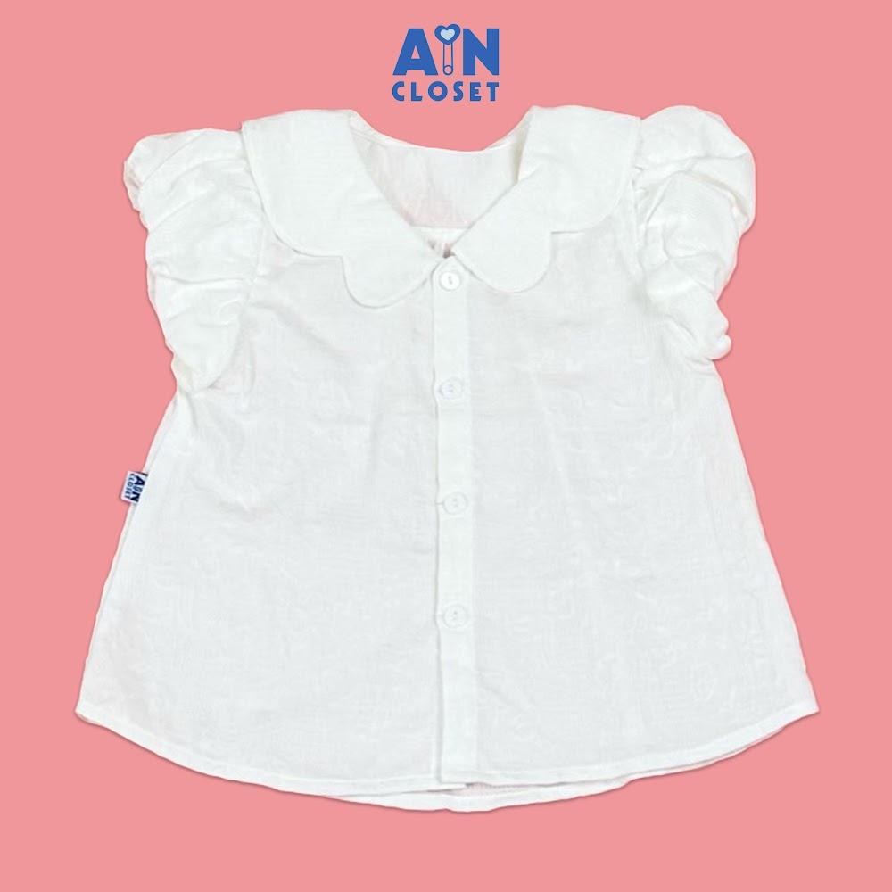 Áo Sơ mi Trắng Ngắn tay bé gái họa tiết Cổ Cánh Bướm Cotton dệt. - AICDBGGJIU61 - AIN Closet
