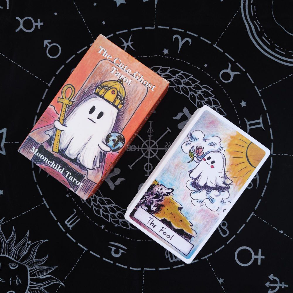 [Size Gốc] Bộ Bài Cute Ghost Tarot 78 lá 7x12 cm tặng đá thanh tẩy