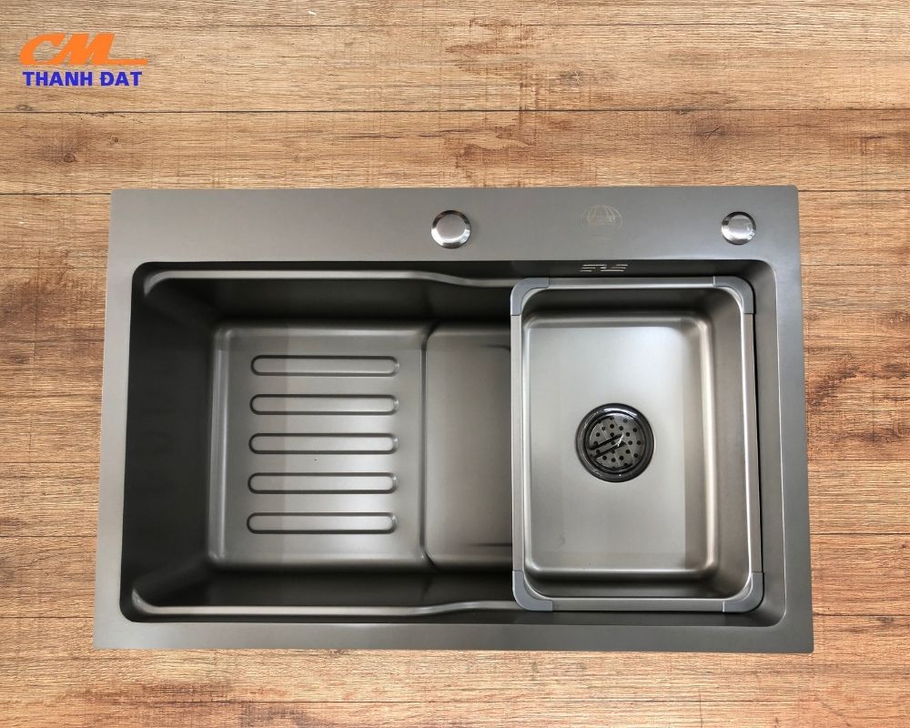 Chậu rửa chén loại 1 hố inox kích thước 68x45 cm