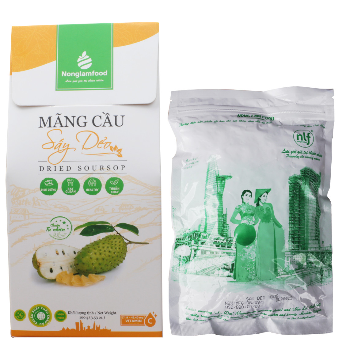 Mãng cầu sấy dẻo Nonglamfood hộp 100g | Ăn vặt tốt cho sức khỏe | Healthy Snack