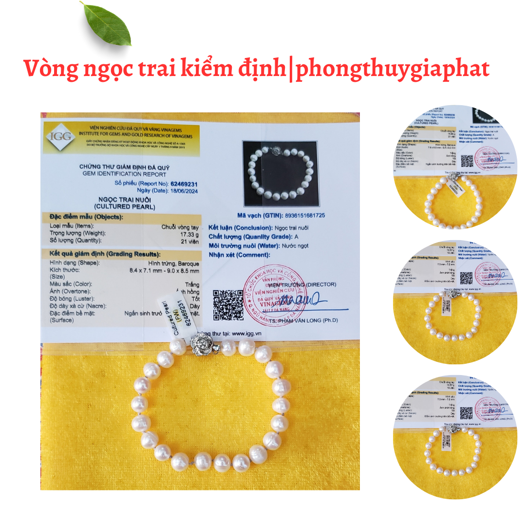 Vòng ngọc trai kiểm định|phongthuygiaphat