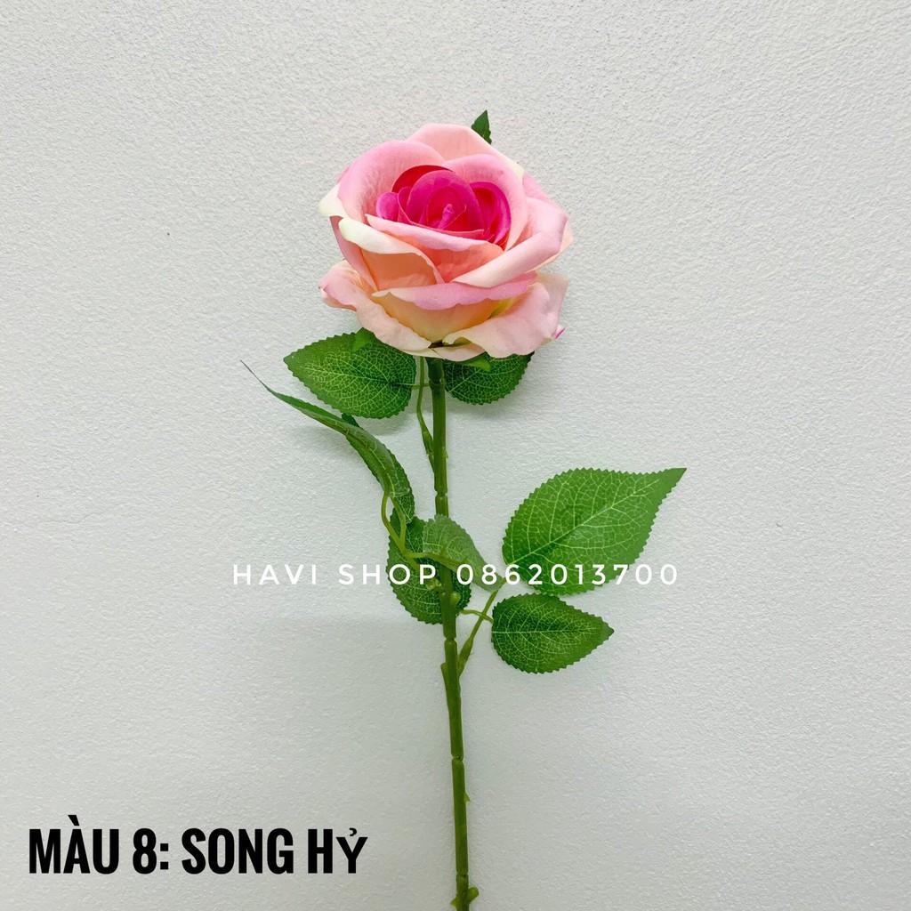 Hoa giả - Hoa Hồng Nhung Havi 1 bông , trang trí bền, đẹp, ảnh thật