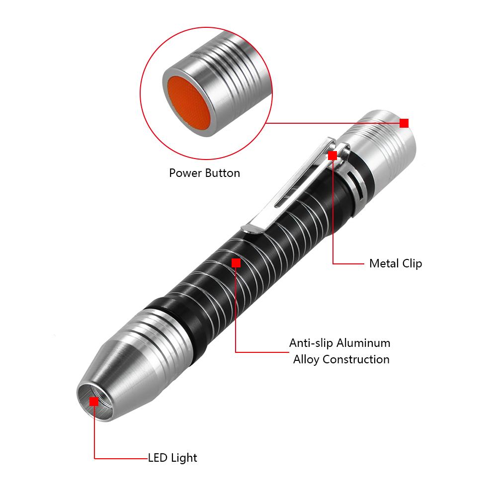 Đèn pin bút chiều dài 5,7 inch độ sáng 100 lumen,bằng Hợp kim nhôm, thiết kế nhỏ gọn