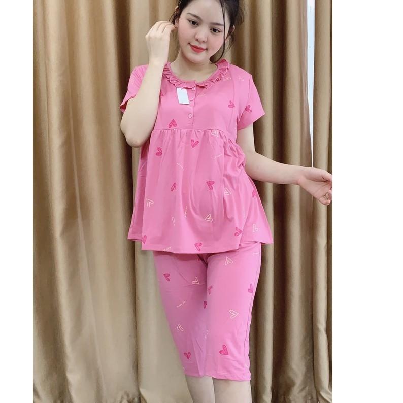 Bộ đồ bầu sau sinh mặc nhà Hàn Quốc, chất cotton, thoáng mát, tiện cho mẹ ty