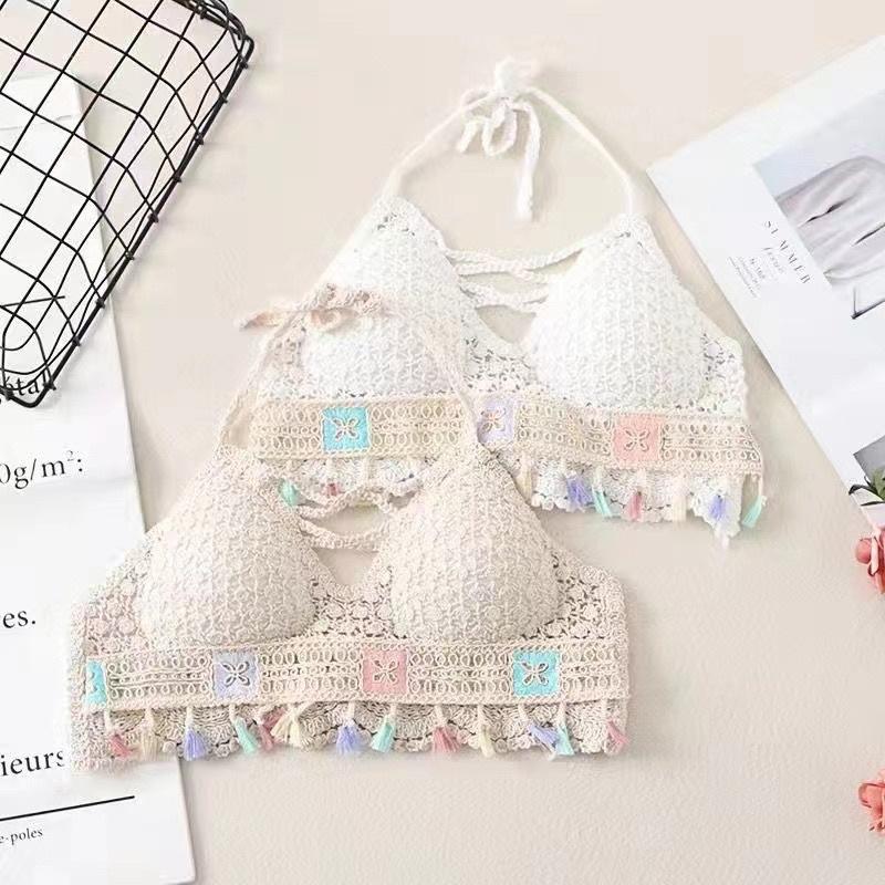 Áo bra len móc bikini đi biển đồ bơi mùa hè 2023