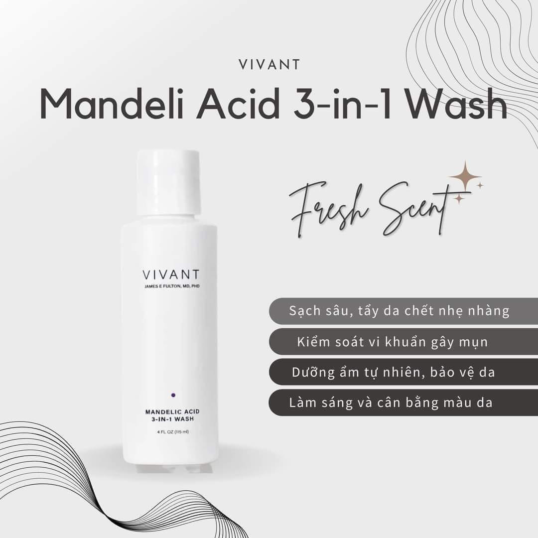 Sữa Rửa Mặt Tẩy Tế Bào Chết Vivant Skincare Mandelic Acid 3 In 1 Wash