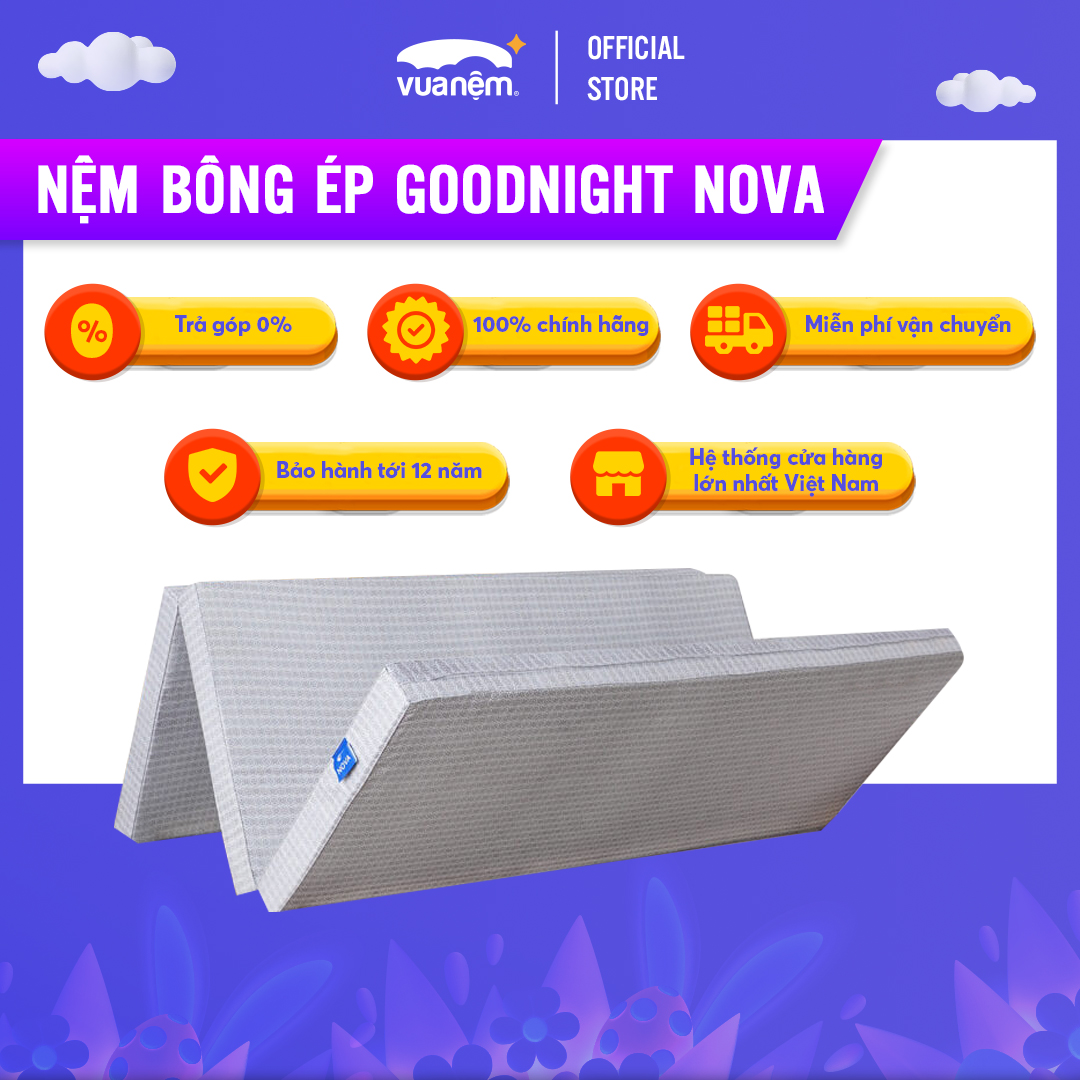 [FREESHIP] Nệm bông ép Goodnight Nova gấp gọn tiện dụng, nâng đỡ 5 tiếp điểm cơ thể