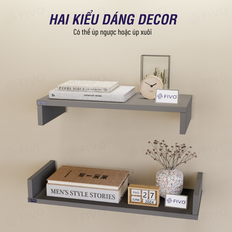Kệ Sách Gỗ Treo Tường Chữ U FIVO FB43 Gỗ Dày Chống Ẩm, Sản Phẩm Vừa Treo Tường Vừa Có Thể Để Bàn, Phù Hợp Mọi Không Gian