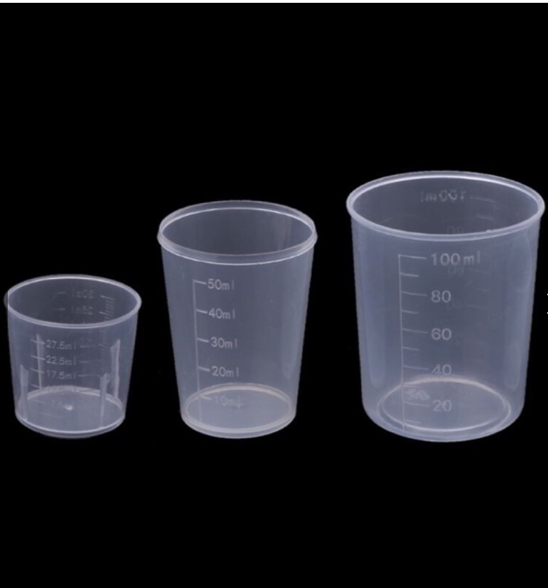 Bộ 3 cốc nhựa đo lường thể tích 100ml , 50ml , 30ml , ly định lượng chia vạch