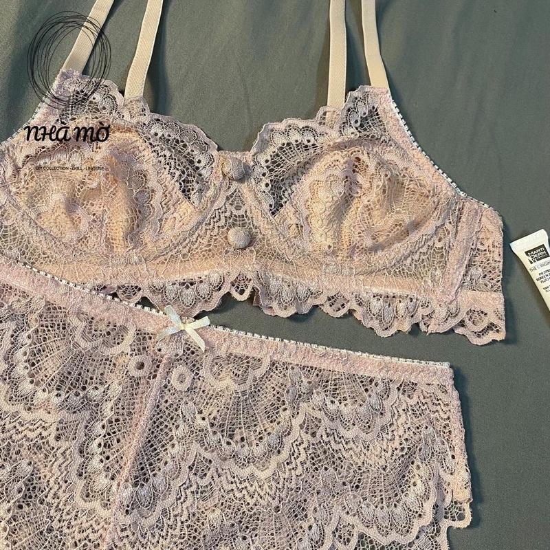 Set bra hồng đất CÁ CONCEPT đồ lót thiết kế có gọng không mút có lót nude đủ size