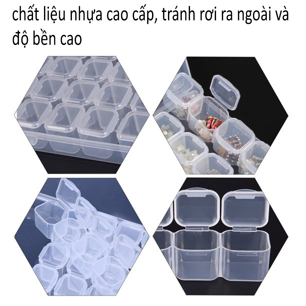 Khay Đựng Phụ Kiện Nail 28 Ô Có Thể Tháo Rời Nắp Mở Từng Ô, Chất Liệu Nhựa Trong Suốt, Dễ Bảo Quản Riêng Từng Loại Và Thuận Tiện Tìm Kiếm Khi Cần Sử Dụng, Nhỏ Gọn, Độ Bền Cao